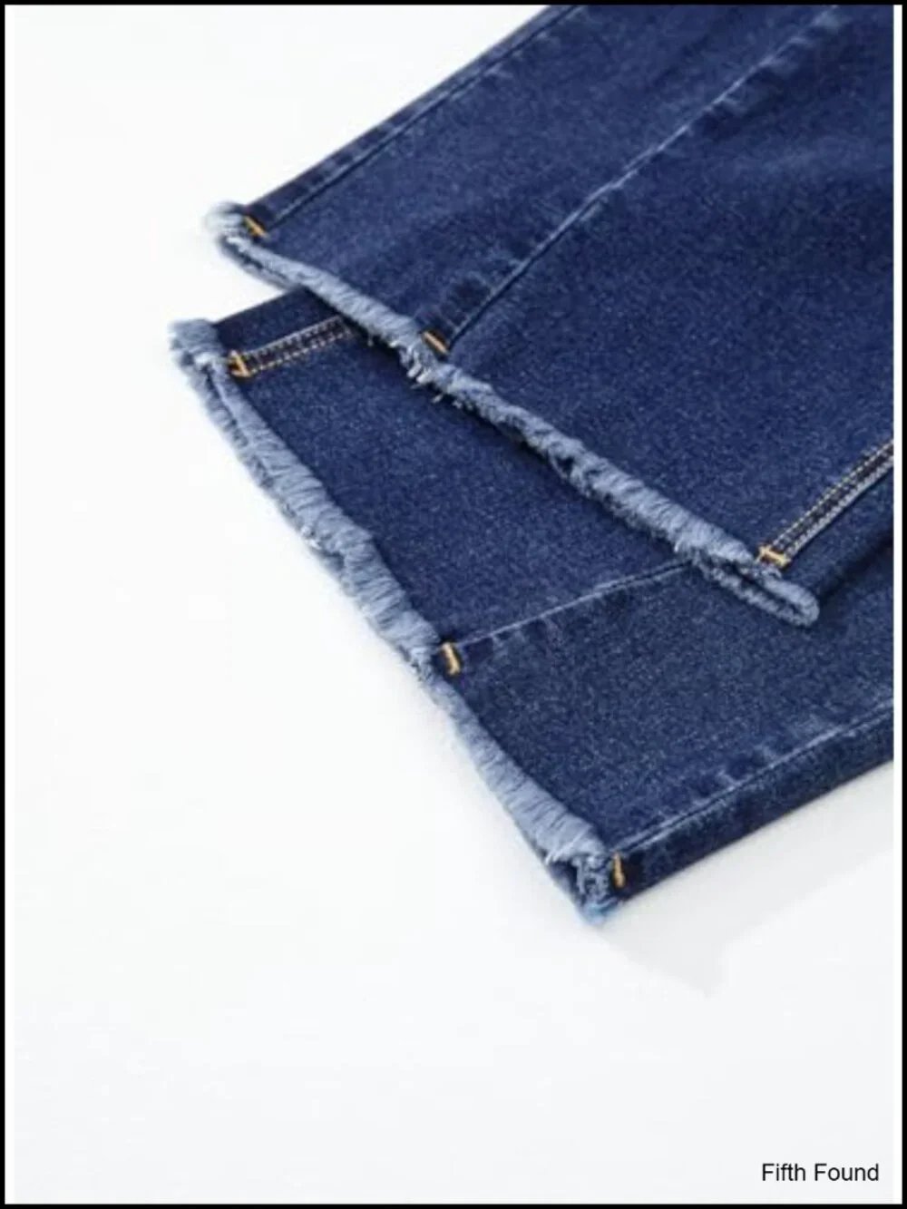 High Waisted Wide Leg Capri Jeans with Raw Hem Side Seam Denim